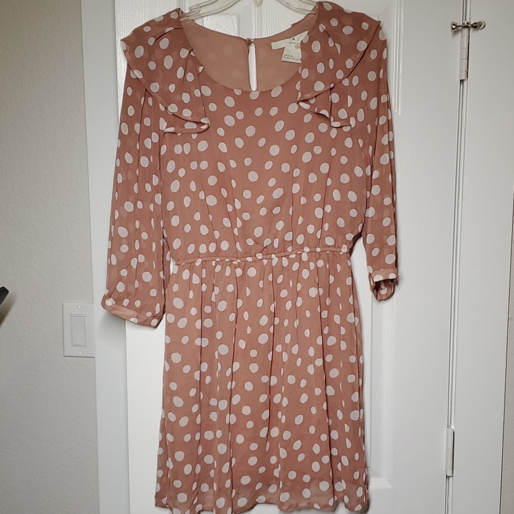 F21 Pink Polka Dot Ruffle Dress
